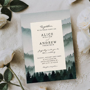 Ästhetischer Aquarellwald Natur Hochzeit Einladung