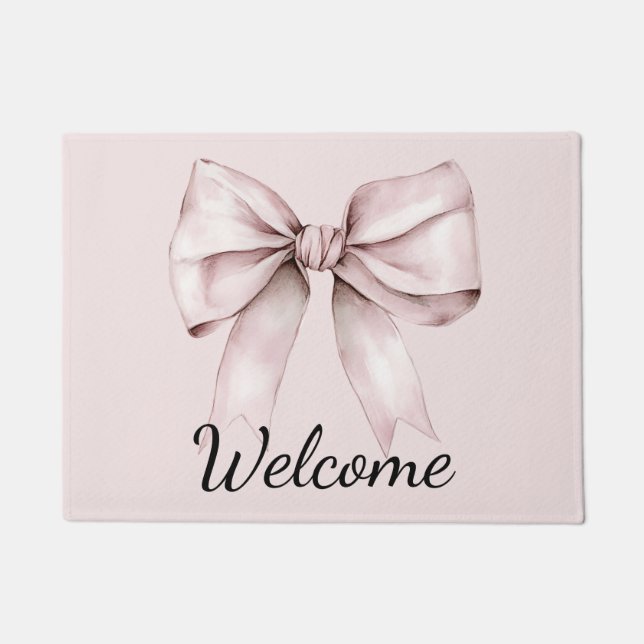 Ästhetischer Coquette rosa Bogen Personalisiert Fußmatte (Vorderseite)