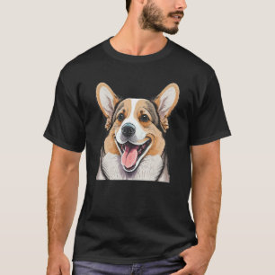 Ästhetischer Corgi Hund Handgezeichnete Kunst T-Shirt
