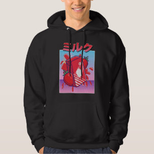 Ästhetischer Erdbeer Milchshake Vaporwave 90er Jap Hoodie
