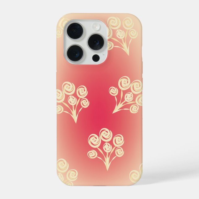 Ästhetischer Farbverlauf mit Blumen iPhone 15 Pro Hülle (Rückseite)