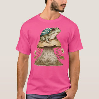 Ästhetischer Frosch auf Pilz 11 T-Shirt
