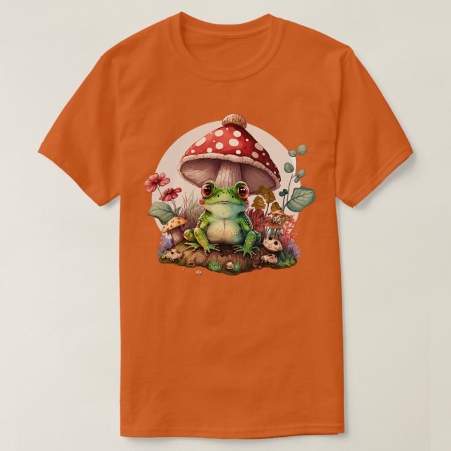 Ästhetischer Frosch auf Pilz 14 T-Shirt (Design vorne)