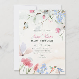 Ästhetischer Garten Blumen Baby Shower Einladung