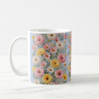 Ästhetischer gelber rosa Gerbera-Margerite-Blumenb Kaffeetasse