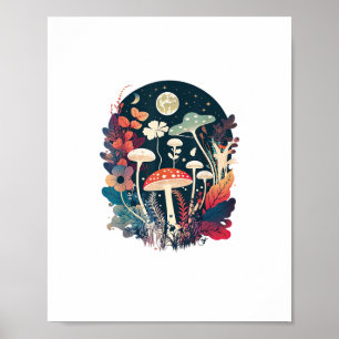 Ästhetischer Goblincore- und Cottagecore-Pilz-Laun Poster