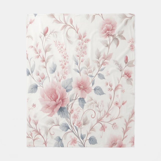 Ästhetischer Hintergrund des rosa Blumenmusters Fleecedecke (Vorderseite)