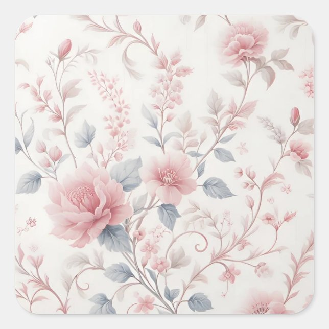 Ästhetischer Hintergrund des rosa Blumenmusters Quadratischer Aufkleber (Vorderseite)