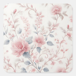 Ästhetischer Hintergrund des rosa Blumenmusters Quadratischer Aufkleber
