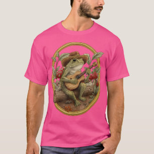 Ästhetischer Kern-Frosch mit Hut, der Banjo spielt T-Shirt