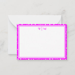 Ästhetischer Minimalist Rosa mit Rahmen und Monogr Mitteilungskarte