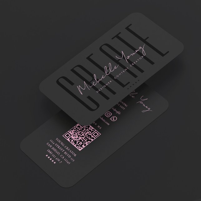 Ästhetischer Pinker Digitaler Content-Ersteller Visitenkarte (Aesthetic Pink Digital Content Creator Business Card
)