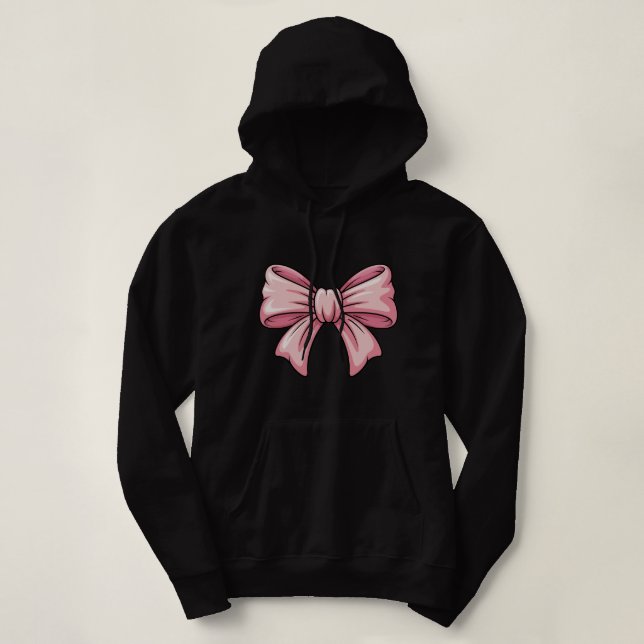 Ästhetischer rosa Bogen Coquette Pullover Hoodie (Design vorne)
