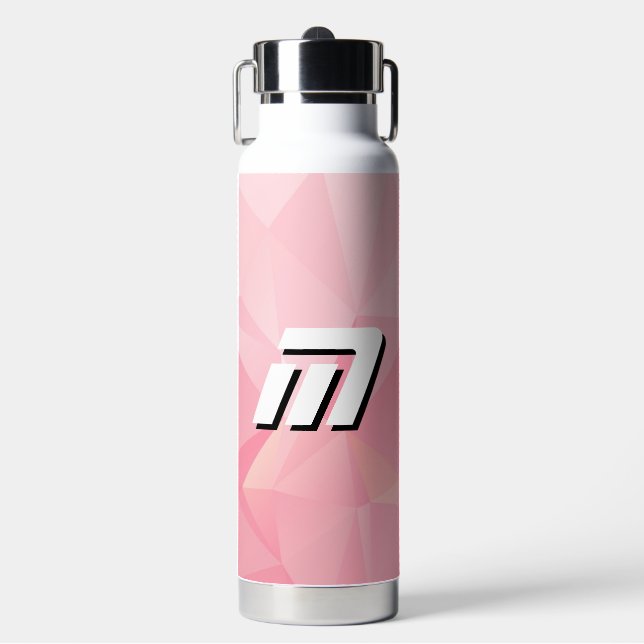 Ästhetischer Rosa Geometrischer Polygon Moderner M Trinkflasche (Vorderseite)