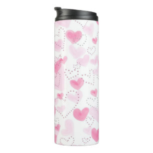 Ästhetischer Rosa Wasserfarbe-Herzen-Thermobecher Thermosbecher