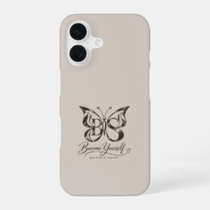 Ästhetischer Rose-Gold-Schmetterling Greige iPhone 16 Hülle