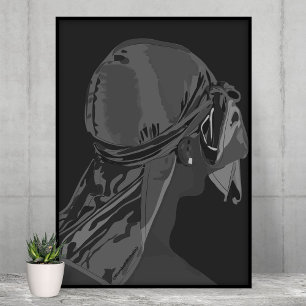Ästhetischer Schwarzer Mann mit harter schwarz-wei Poster