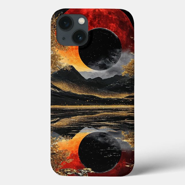 Ästhetischer Schwarzer Mond Abstrakter Kosmos Case-Mate iPhone Hülle (Rückseite)
