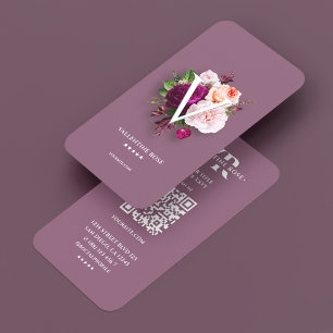 Ästhetischer staubiger rosa Initialen Blumenstrauß Visitenkarte