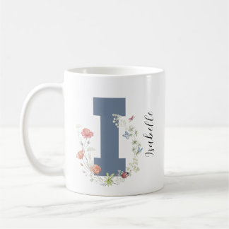 Ästhetischer Wasserfarbenflorbrief i Monogramm Kaffeetasse