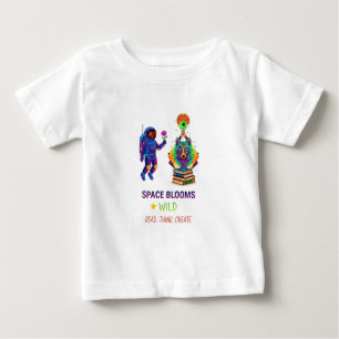 Ästhetischer Weltraum blüht Astronaut und Wolf Gra Baby T-shirt