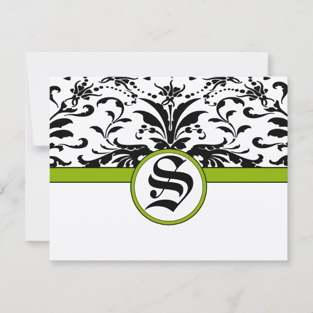 Ästhetisches Elegant im Apple Green Filigree Style RSVP Karte (Vorderseite)