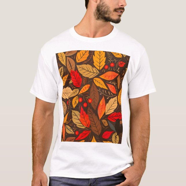 Ästhetisches Fall Leaf Muster T-Shirt (Vorderseite)