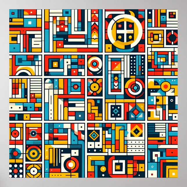 Ästhetisches Farbige Geometrisches Muster Poster (Vorne)