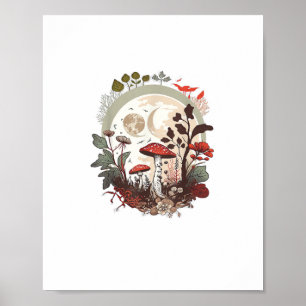 Ästhetisches Goblincore und Cottagecore Pilz Mini Poster