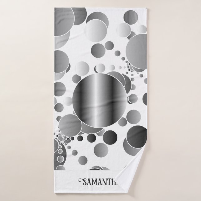 Ästhetisches Graues Abstraktes Polka Dots Muster W Badhandtuch Set (Badehandtuch)