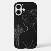 Ästhetisches Mädchen iPhone-Case – Schwarze Linien