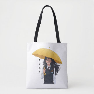 Ästhetisches Mädchen mit gelber Regenschirm-Tasche Tasche