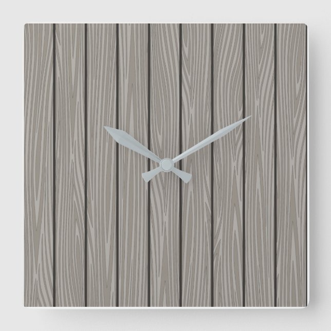 Ästhetisches modernes minimalistisches Grauholzdes Quadratische Wanduhr (Vorderseite)