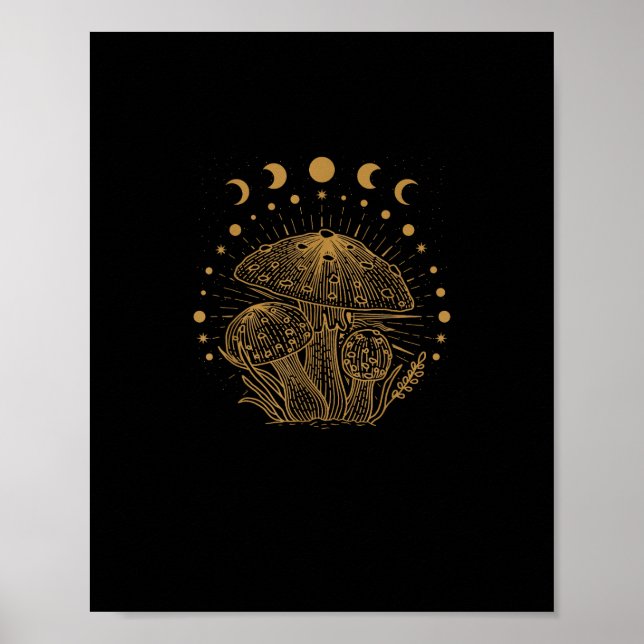 Ästhetisches Pilzhäuschen Goblincore Poster (Vorne)
