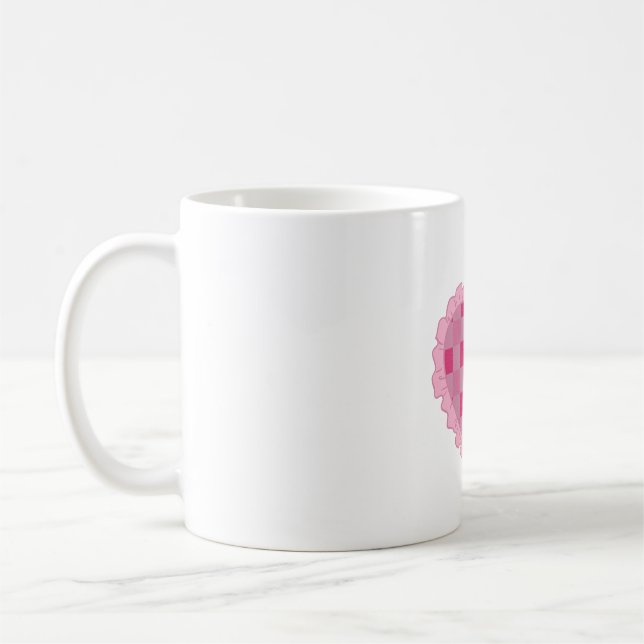 Ästhetisches Rosa Schachbrett-Herz Kaffeetasse (Links)