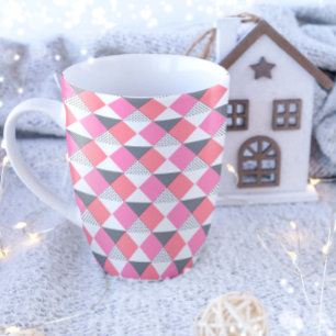 ästhetisches rosa und schwarzes Dreieck-Muster dek Kaffeetasse