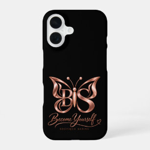 Ästhetisches Rose Gold Schmetterling Schwarz iPhon iPhone 16 Hülle