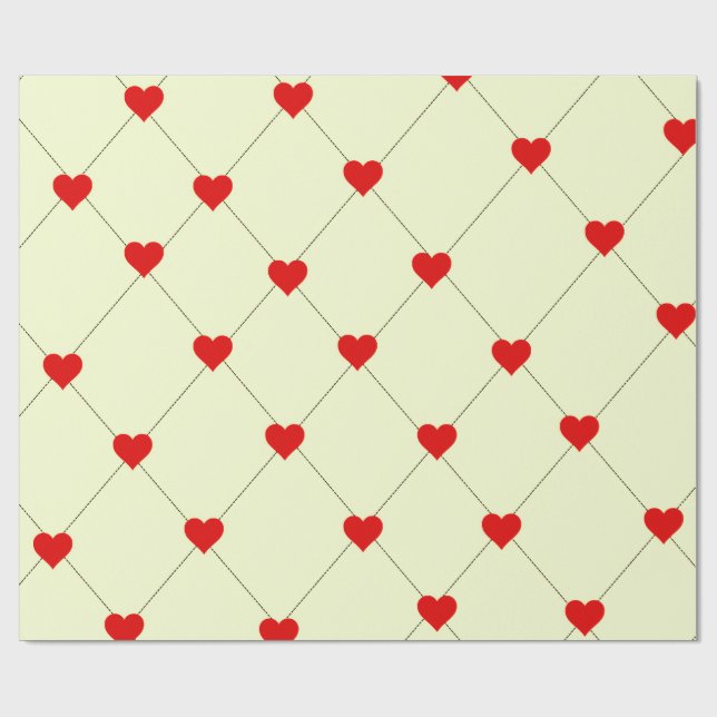 Ästhetisches Rot-Herzen-Muster-Geschenkpapier Geschenkpapier (Flach)