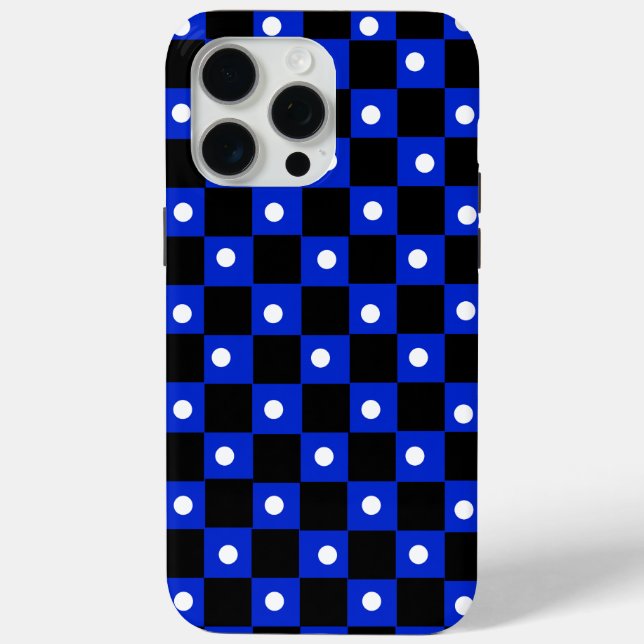 Ästhetisches Schwarz-Blau-Schachbrettmuster mit Re Case-Mate iPhone Hülle (Rückseite)