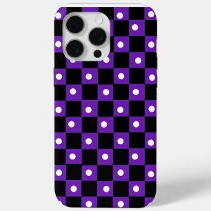 Ästhetisches Schwarz-Violett-Schachbrettmuster mit Case-Mate iPhone Hülle