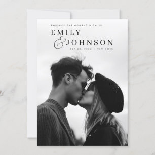 Ästhetisches Schwarz-Weiß-QR-Foto Einladung