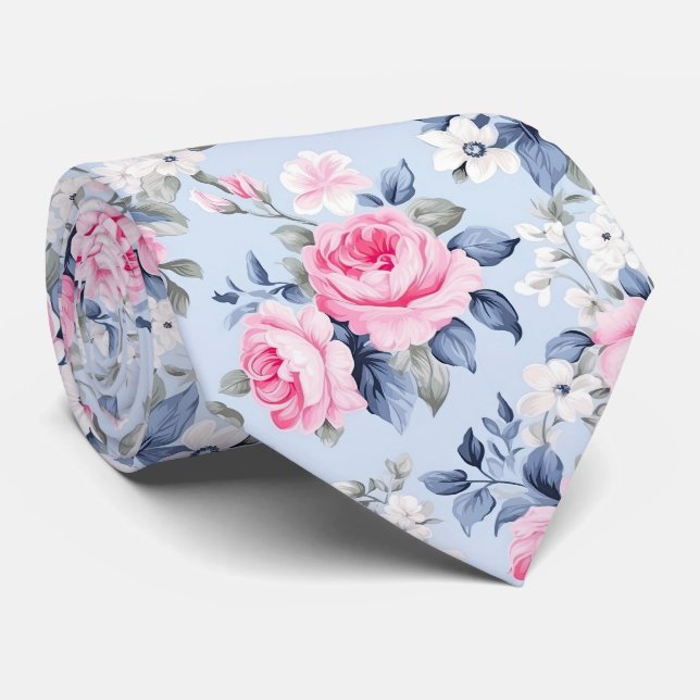 Ästhetisches Shabby Chic Rosenmuster Krawatte (Gerollt)