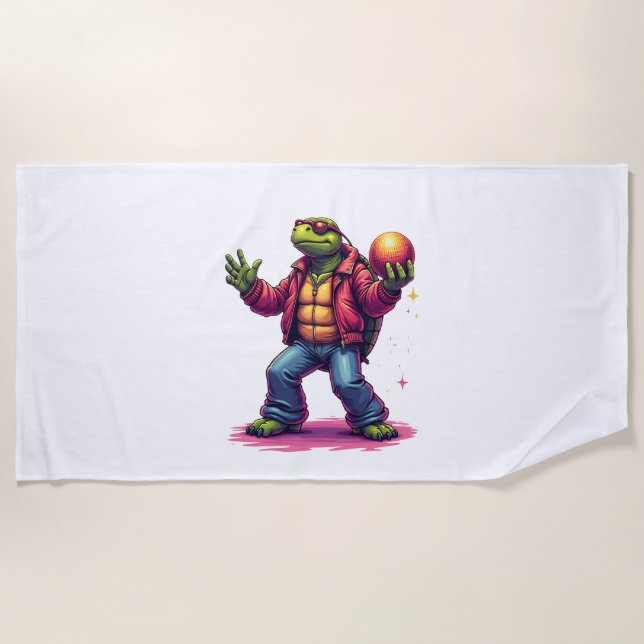 Ästhetisches-Turtle-Disco-T-Shirt Strandtuch (Vorderseite)