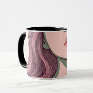 Ästhetisches Vektor-Porträt Hoodie- und Tassenset Tasse
