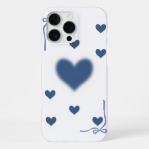 Ästhetisches weiches Navyblau-Herzmuster verschwom iPhone 16 Pro Max Hülle