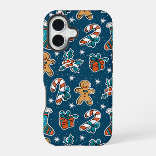 Ästhetisches Weihnachtsmuster Santa Süßigkeiten iPhone 16 Hülle