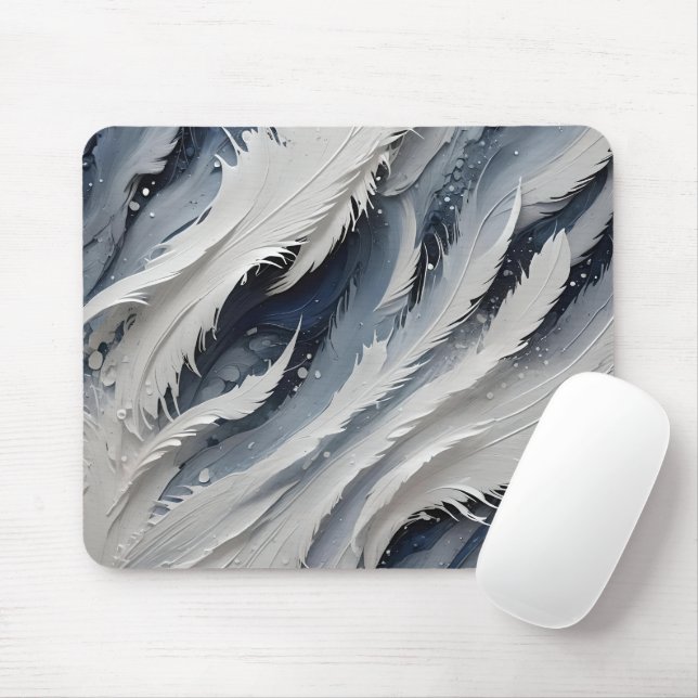 Ästhetisches Weißes Federleichtes und Blau Mousepad (Mit Mouse)