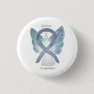 Asthma Awareness Ribbon Engel Custom Button Button