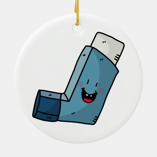 Asthma Inhalator Happy Cartoon Keramik Ornament (Hinten)