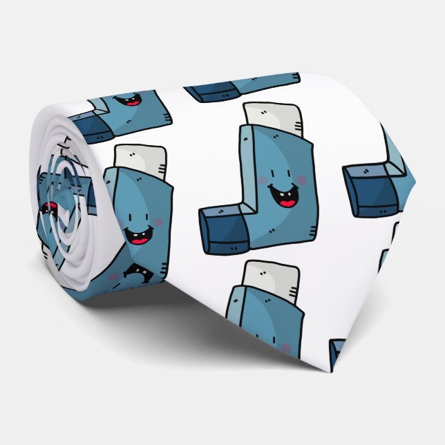 Asthma Inhalator Happy Cartoon Krawatte (Gerollt)